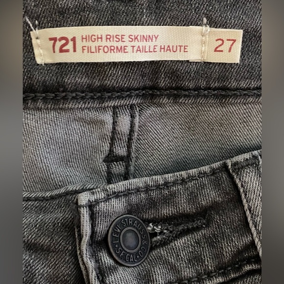 Levi’s 721 High Rise Skinny Jeans Size 27 Stretchy Grey Measures W26 L29 - Picture 9 of 10